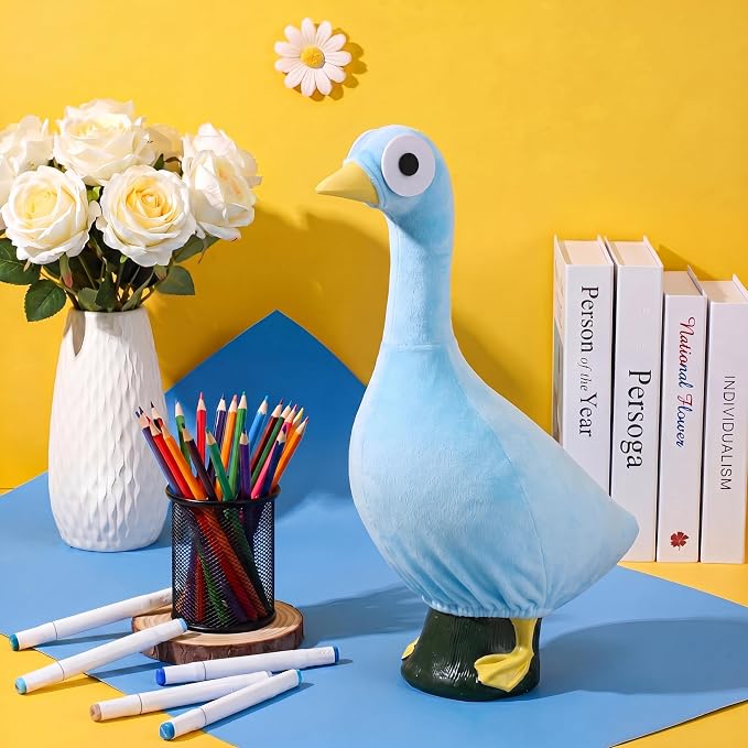 Back to School Porch Goose Outifts Blue Bird Goose Clothes for 23 Inch Gooses Statue for Back to School World Book Day for Library Classroom Outdoor Lawn Decor