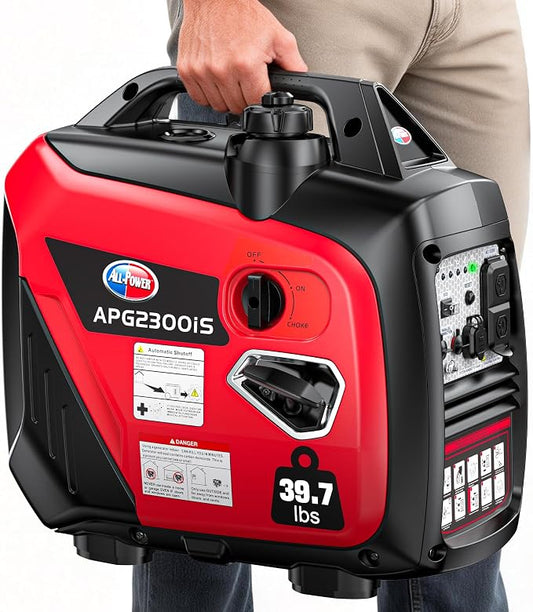 All-Power 2000W Portable Inverter Generator: Quiet Small Gasoline Generator CO-Sensor ECO Mode EPA Compliant 1.05 Gal Fuel Tank Gas Powered Emergency Backup for Outdoor Camping Home Use