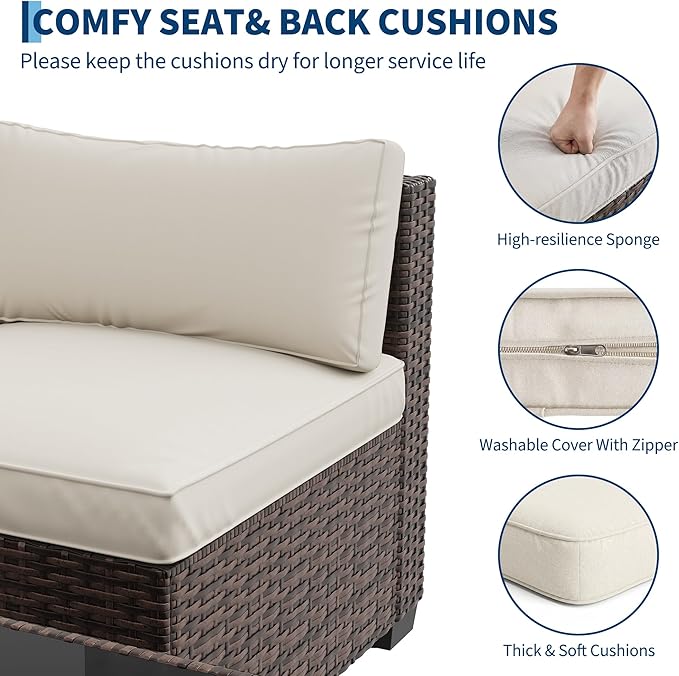 GAOMON Patio Furniture Sets, 7-Piece Outdoor Sectional Sofa Set with Storage Table & Ottoman, All-Weather PE Wicker Conversation Set for Patio, Backyard & Poolside