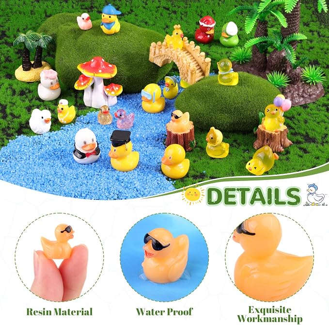 TINKRSTUFF 40PCS Mini Resin Animals Assorted Styles Cute Tiny Ducks,Miniature Duck Figures to Hide,Little Animal Bulk for Topper Desk Garden Dollhouse Landscape Aquarium Ornaments DIY Crafts & Decor