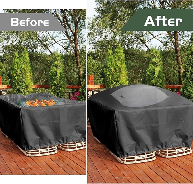 AceOrbit 2 Pcs Large Patio Furniture Cover Airbag Rectangle 39 x 47 Inch with Air Pump Table Air Pillow Inflatable Support Protection for Outdoor Prevent Rain Snow Leaves Dust