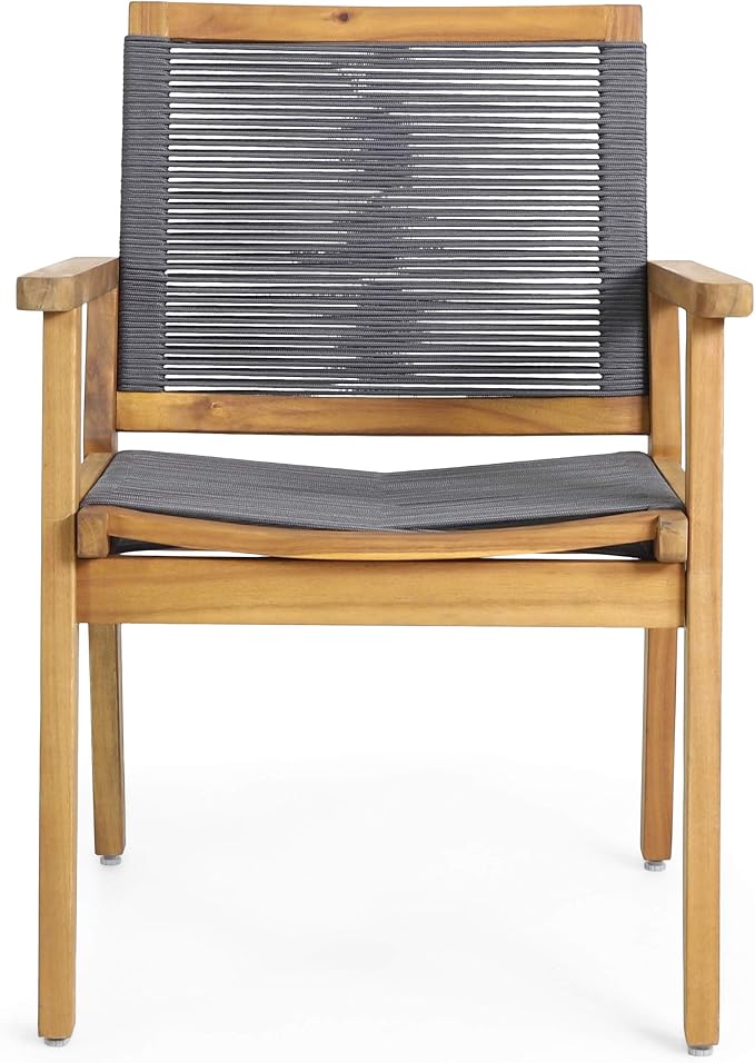 Christopher Knight Home Ashley Outdoor 7 Piece Acacia Wood Dining, Teak and Dark Gray
