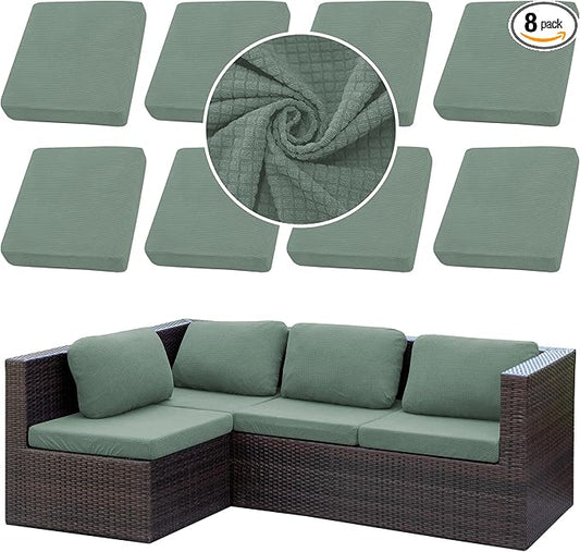 Outdoor Cushion Covers Set,8PCS Patio Furniture Couch Seat Slipcovers, Replacement for Sofa Sectional Chair(Cover，Only)