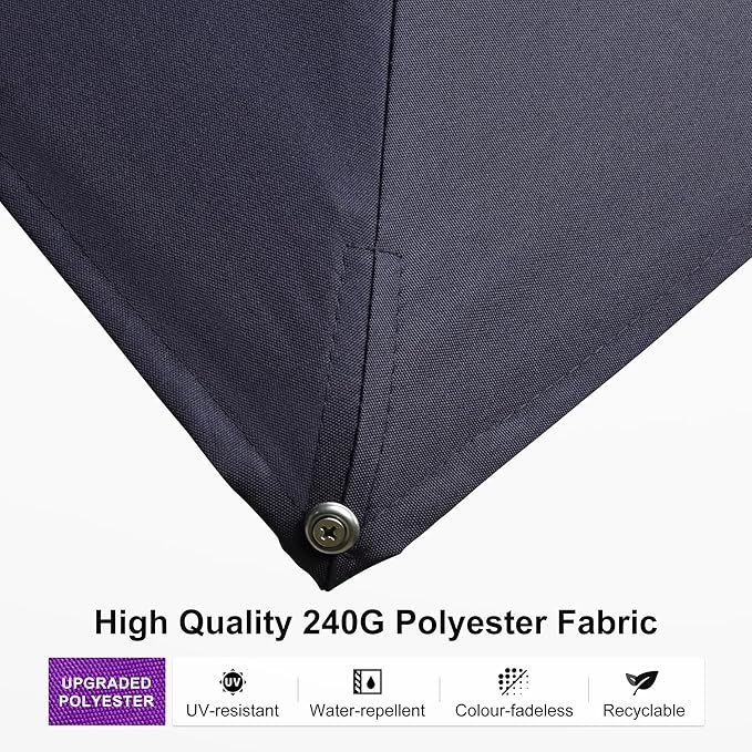 PURPLE LEAF 9' x 12’ Rectangle Patio Cantilever Umbrella With Base Large Hanging Umbrella Teak Finished Aluminum Frame Windproof Offset Outdoor Sun Umbrellas for Beach Pool Deck, Navy Blue