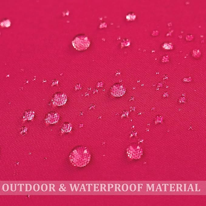 LIGICKY Pack of 2 Hot Pink Outdoor Waterproof Throw Pillow Covers Decorative White Edge Square Pillows Cushion Case Outside Pillowcase for Patio Couch Tent Sunbrella (18x18 inch)