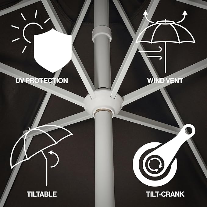 Eyely BMU1001 Halden 9 ft. Classic Cottage Tassel Market Patio Umbrella with Auto-Tilt, Crank