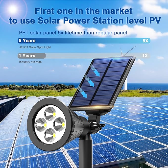 8 Pack Solar Lights Outdoor Waterproof IP65,3000K Super Bright LED,2 Lighting Modes, Solar Powered Yard Garden Solar Spot Lights for Flag Landscape Auto On/Off