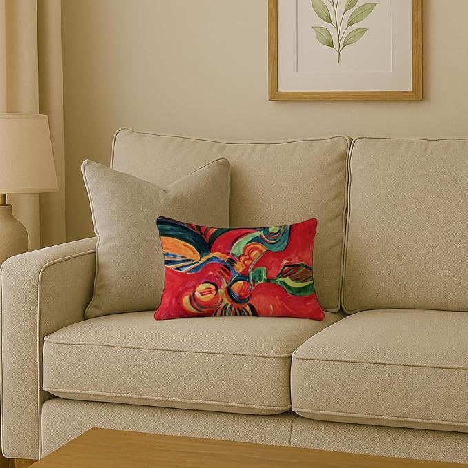 Caroline's Treasures 6043PW1216 Red Flowers and Berries Canvas Fabric Decorative Pillow Machine Washable, Indoor Outdoor Decorative Pillow for Couch, Bed or Patio, 12HX16W