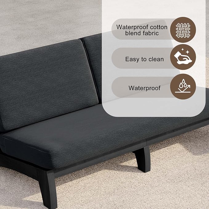 2 Pieces Patio Furniture Sets, All-Weather Outdoor Wood Bistro Set Patio Conversation Side Table Chiars and Patio Loveseat for Balcony, Backyard