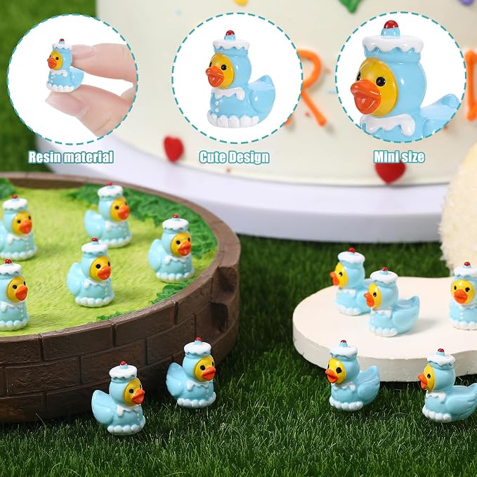 30 Pcs Cake Ducks, Mini Cake Resin Ducks Bulk, Cute Toy Figures for Birthday Party Favors, Themed Decor, Kids Gift Collection (Cake Duck)