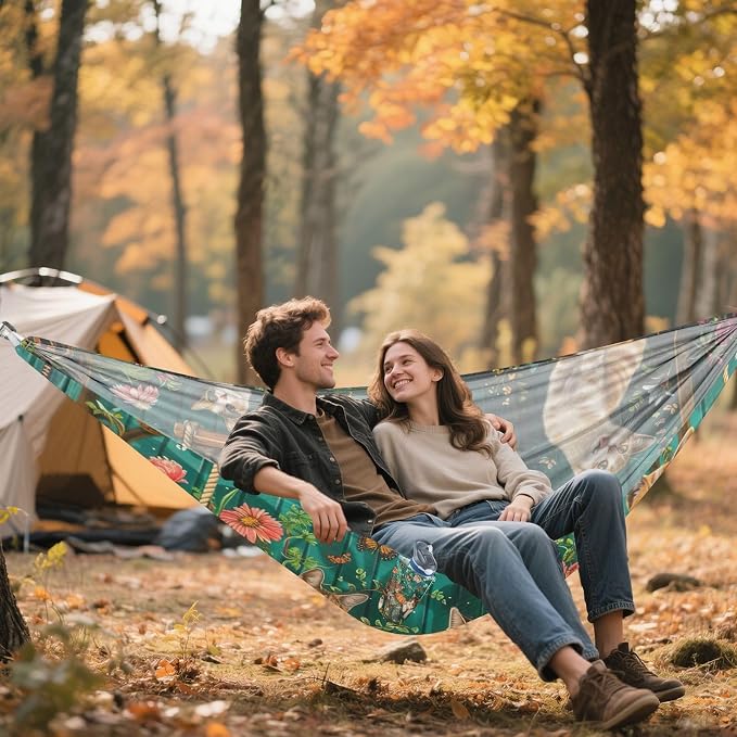 FRMG Cute Cat Camping Hammock 500 lbs Capacity Portable Hammocks with Tree Straps & Attached Carry Bag, Camping Essentials Gear 2013689a
