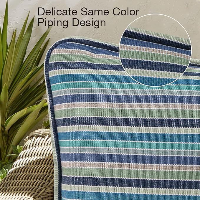 Unimatta Outdoor Sunbrella Decorative Throw Pillow Covers Only, Pack of 4, 17"x17" & 20"x12" Water Repellent Replacement Lumbar Pillow Case for Patio, Couch, Sofa and Patio Furniture, Swell Turquoise