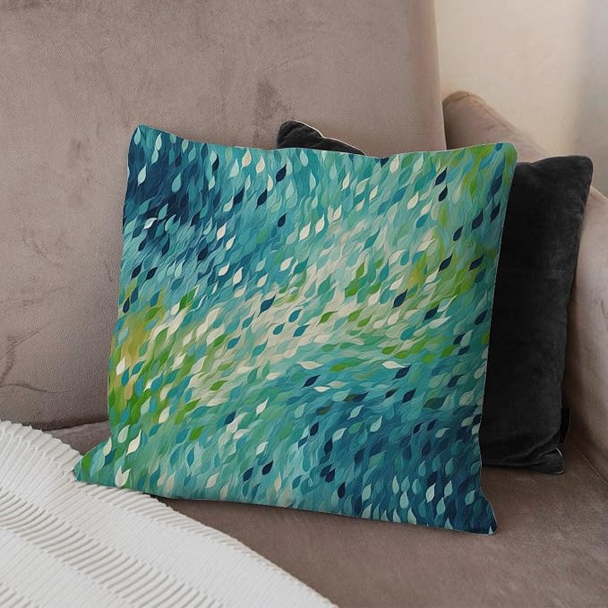 Cushion Cases Make It Rain Fiesta Cushion Cases Classic Rainbow Teal Pillow Cover Accent Modern Decorative Pillow Covers for Patio Furniture Porch 18x18 in