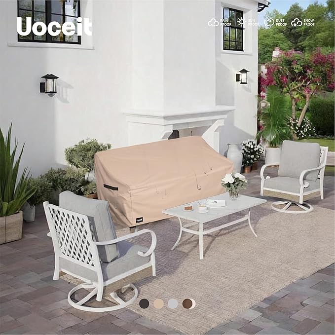 3-Seater Outdoor Couch Cover, 79Wx38Dx35H inches Outdoor Furniture Covers Waterproof，100% Waterproof Heavy Duty Patio Furniture Covers,Light Brown Minimalist Style Outdoor Sofa Cover.