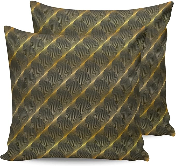 Outdoor Waterproof Pillow Covers Set of 2, Abstract Geometric Gradient Brown Retro Pattern Patio Throw Pillow Covers, Decorative Cushion Case for Couch Sofa Furniture Garden, 16x16 Inch