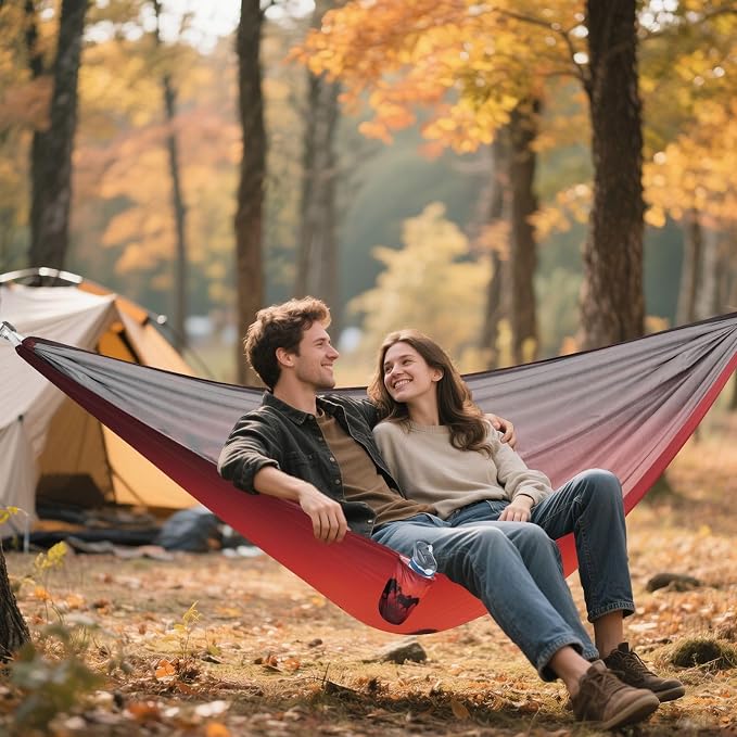 Wild Horses Camping Hammock, Portable Lightweight Single Hammock with Tree Straps and Aluminum Carabiners, 114" x 54" Travel Hammock for Hiking Backpacking Beach