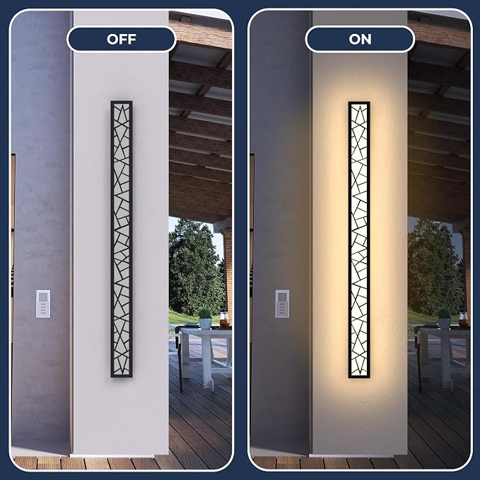 Outdoor Wall Lights 45.3inch Modern Outdoor Wall Sconce LED Long Wall Sconces Black Front Porch Light Waterproof Led Wall Light IP67 3000K Exterior Lighting Fixtures