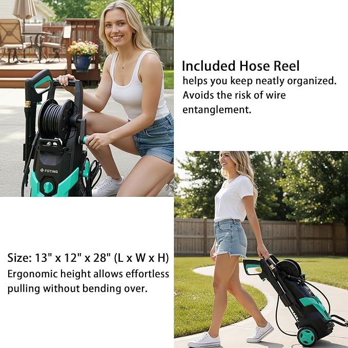 FOTING 2026new Pressure Power Washer 4800PSI with 4 Quick Connect Nozzles,Inlet Hose & Filter, Foam Cannon for Cars/Fences/Driveways/Patios/Home, Blue