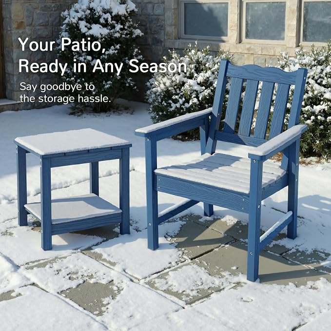 Stoog All-Weather Patio & Garden Chair, Outdoor Dining Chair with Curved Backrest, 400 lbs Support, for Backyard, Garden, Porch, Pool and Deck, Blue
