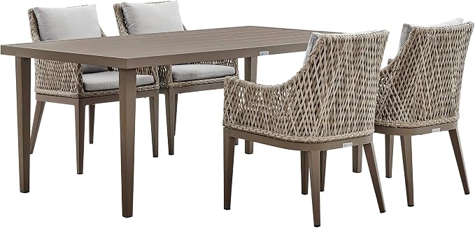 Armen Living Silvana Modern Outdoor Patio Dining Set, 5 Piece, Gray
