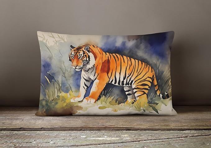 Caroline's Treasures DAC2881PW1216 Bengal Tiger Throw Pillow Machine Washable, Indoor Outdoor Decorative Pillow for Couch, Bed or Patio, 12HX16W