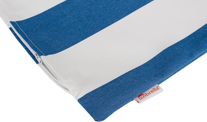 Outdoor/Indoor Sunbrella Throw Pillow Cover Only Square Set of 2 Pieces 18 inch x 18 inch Cabana Regatta Stripe - Insert Not Included, Royal Blue/White