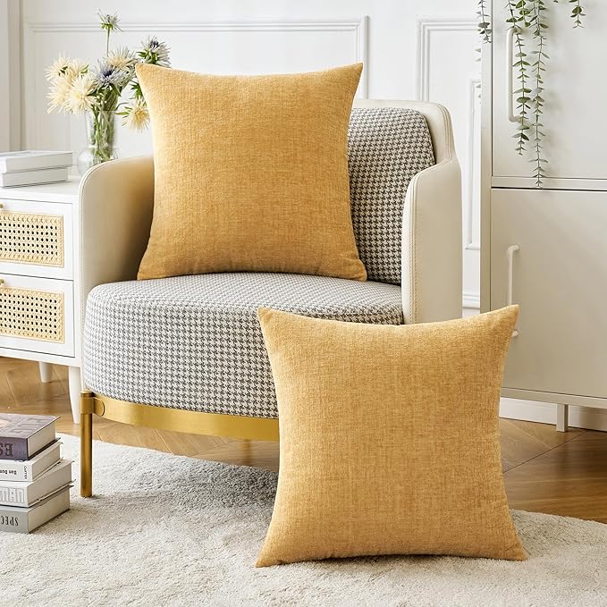 MIULEE Pack of 4 Outdoor Waterproof Pillow Covers Chenille Pillow Covers 18x18 Inch