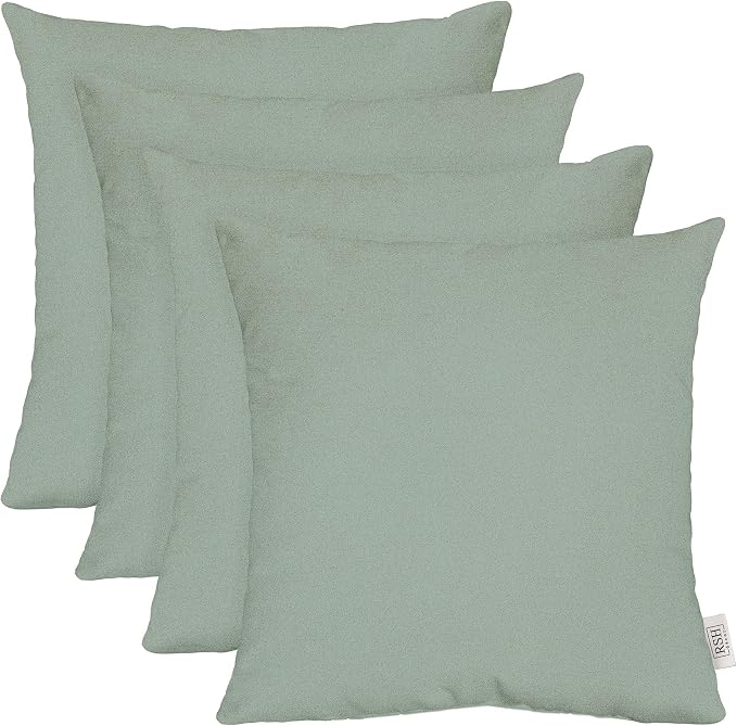 RSH DECOR: Sunbrella Square Throw Pillows Set of 4 | 20" x 20" | Water and Fade-Resistant Performance Fabric | Outdoor Pillow Covers with Down-Alternative Inserts | Made in USA (Restore Mist Green)