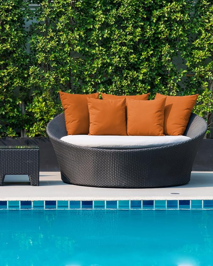 Outdoor Waterproof Throw Pillows Solid Art Minimalist Pure Orange Patio Pillows,Decorative Pillow Covers with Insert,Pillow Cushion Case for Garden Couch Sofa Plain Single Bright Color