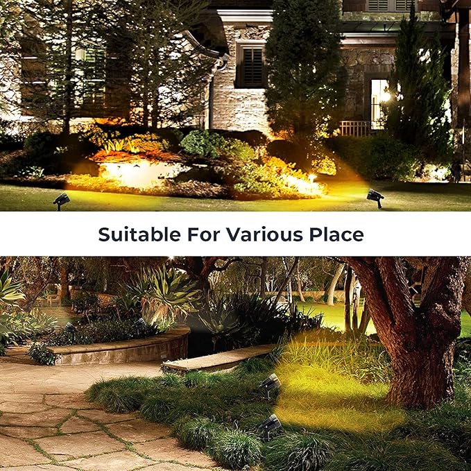 HANNAHONG 5W AC120V Landscape Up Down Spot-Light with Spiked Stand and Base,Warm White COB LED for Lawn Garden Decorative,Yard Step Wall Outdoor Lighting Lamp,5 Ft Cable with Plug,Waterproof