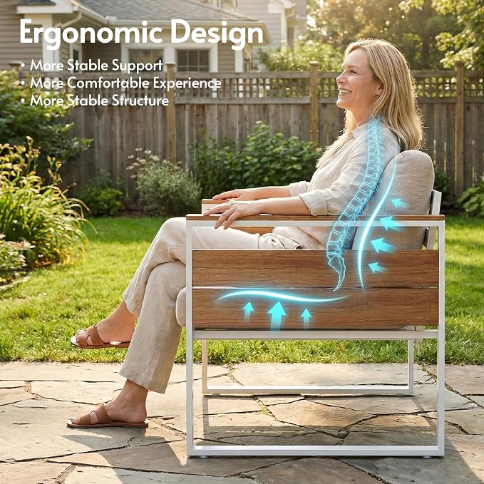 ENSTVER Aluminum Patio Furniture Sets, 5-Seat Outdoor Sofa with Premium Olefin Fabric Cushions & Zero-Maintenance Frame, Patio Sectional Conversation Set for Poolside, Garden