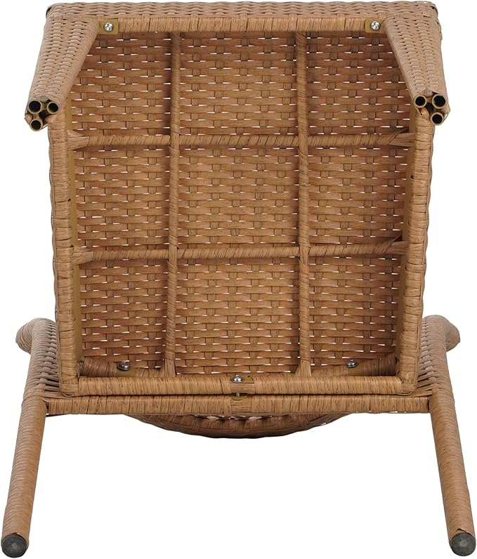 Christopher Knight Home Fandy Metal Frame Patio Dining Set for 6, Outdoor Dining Table Set for 6, Dinner Table with Acacia Wood Top, Stackable Dining Chairs with Wrapped Wicker, Light Brown + Teak