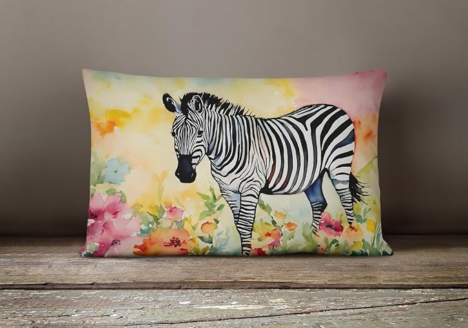 Caroline's Treasures DAC3017PW1216 Zebra Throw Pillow Machine Washable, Indoor Outdoor Decorative Pillow for Couch, Bed or Patio, 12HX16W