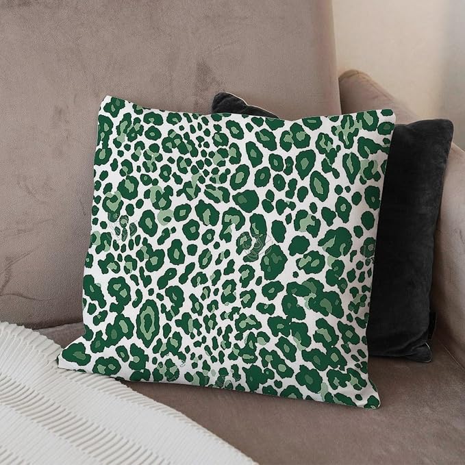 Leopard Graphite Green Dot Pillowcase Green African Tribal Throw Pillow Cover Modern Outdoor Waterproof Decorative Pillow Cover for Patio Garden Sofa Chairs 24x24 in