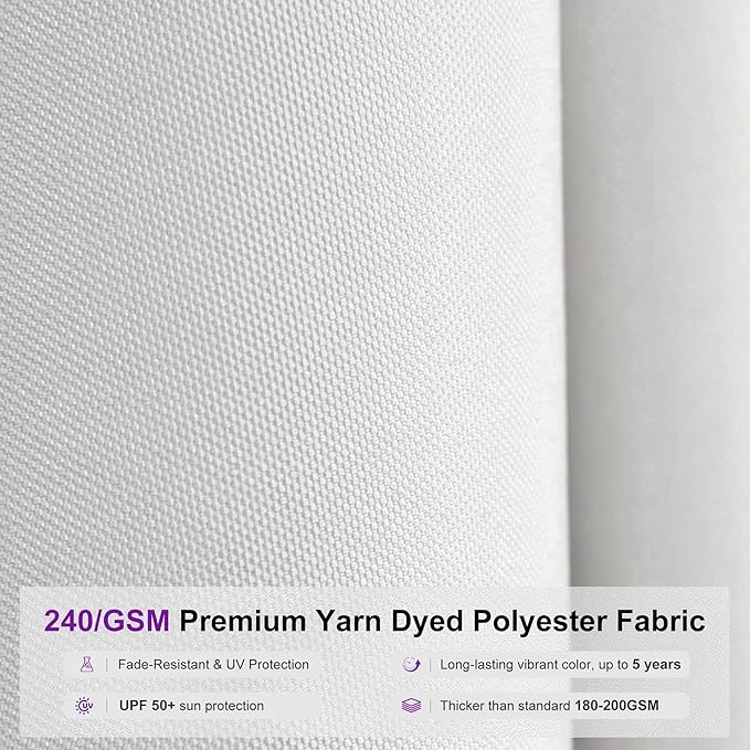 PURPLE LEAF 16 FT Extra Large Commercial Round Patio Umbrella Market Table Sun Heavy-Duty Wind-Resistant Vented Canopy Reinforced Frame Maximum Coverage for Restaurant Hotel Resort Cafe Outdoor Dining Business Use White
