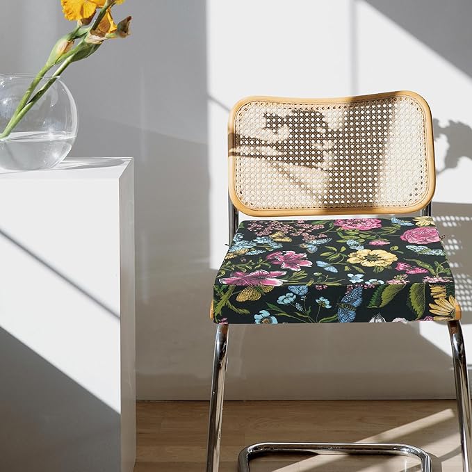 FUNHOME Outdoor Chair Cushion Covers 2 Pack, No Insert! Patio Cushion Covers Replacement 22" x 20" x 4", Water Resistant Patio Chair Cushion Slipcovers, Black Flower Butterfly(Covers ONLY)
