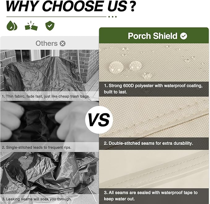 Porch Shield Patio Chair Covers - Waterproof Outdoor Lounge Deep Seat Adirondack Chair Cover - 34W x 37D x 36H inch, Beige