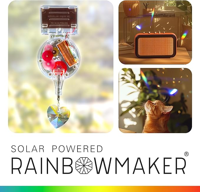 Kikkerland Solar Powered Rainbow Maker – Prism Suncatcher, Fun Home Window Decor – Unique Gift for Christmas & Birthdays – Heart Shaped