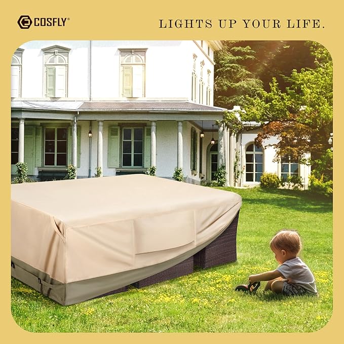 COSFLY Waterproof Patio Furniture Set Covers Durable, Outdoor Table and Chair Covers Rectangular Large - Fits up to 90L x 64W x 27.5H inches