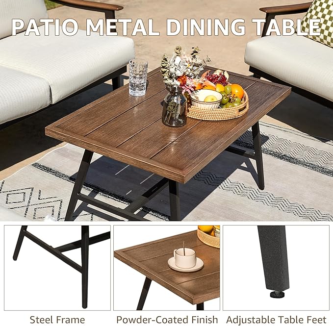 NATURAL EXPRESSIONS 6 Pieces Patio Furniture Set, Outdoor Furniture Sofa Sectional Modern Metal Patio Conversation Set with High Back Wicker Backrest & Loveseat for Balcony, Backyard, Deck, Porch