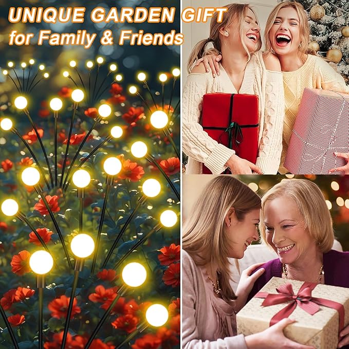 Solar Garden Lights Outdoor Waterproof, Swaying Firefly Light, Garden Decor | 10 Pack Solar Firefly Lights, Auto On/Off Decor for Yard, Patio, Pathway and Lawn, Gifts for Women, Christmas Decor