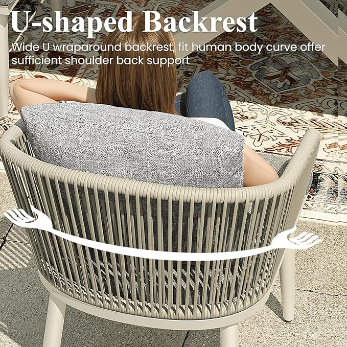 LayinSun 14 Pieces Outdoor Patio Dining Set, Aluminium Rectangular Dining Table and Wicker Rattan Chairs Set for Outside Backyard, Poolside