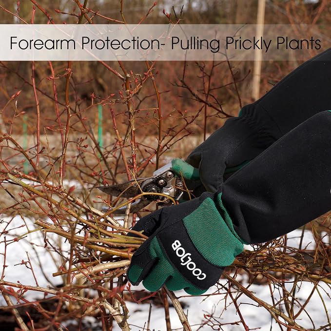 COOLJOB Thorn Proof Rose Pruning Garden Gloves for Men, Long Sleeve Padded Yard Work for Bush, Blackberry, Cactus, Heavy Duty/Puncture Resistant/Machine Washable, Xlarge, Green | Heavy Duty Puncture Resistant Gardening Gloves, Breathable Padded Yard Wo...