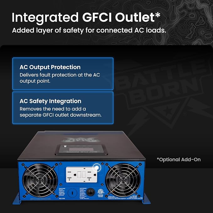 Battle Born 2000W Inverter/Charger - Pure Sine Wave AC Power with High Surge Capability - Built for RV, Marine, Solar, & Off-Grid Power Systems