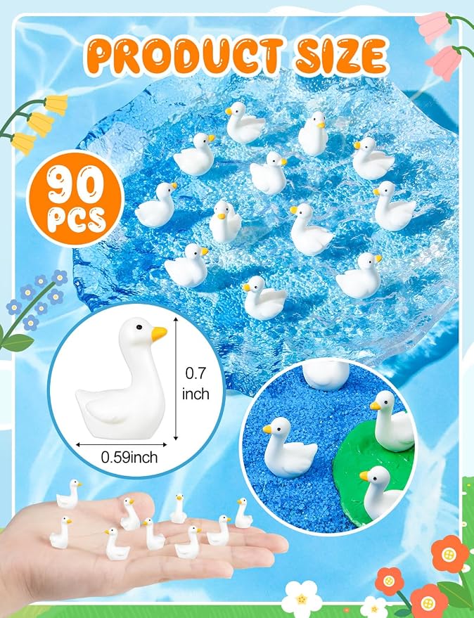 90Pcs Mini Tiny Resin Gooses | DIY Crafts, Lawn Yard Garden Decorfor Dollhouse Fairy Gardens Micro Landscape DIY Crafts