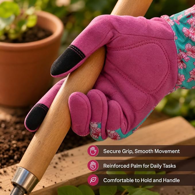 Cute Pattern Gardening Gloves,Thornproof Garden Glove,Gardener Gift | Gardening Gifts for Women,Touchscreen,Tender Thornproof,Cute Pattern,Protection Palm,Machine Washable,Adjustable Cuff