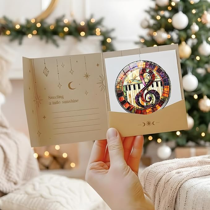 Music Treble Clef Acrylic Suncatcher, Boho Suncatchers for Window Hanging Ornament, Stained Glass Effect Art Garden Decor for Piano Lover, Gifts for Mother's Day, Mom, Grandma, Wife, Women, Nana
