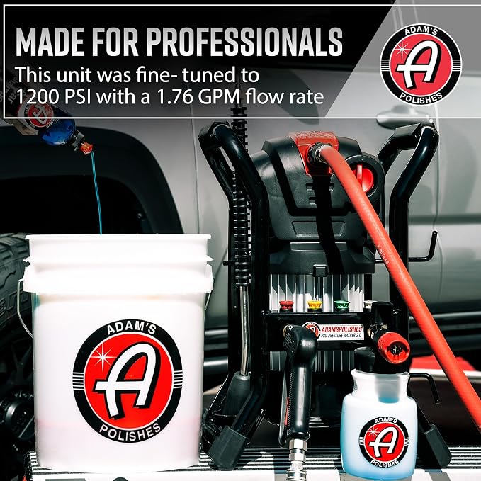 Adam's Pro Series Electric Pressure Washer 2.0 (Complete Kit) - Professional Powerful Detailing Car Washing Pressure Sprayer, Includes Snub Nose, Wall Mount & Pressure Washer Tips | 1200 PSI, 1.76 GPM