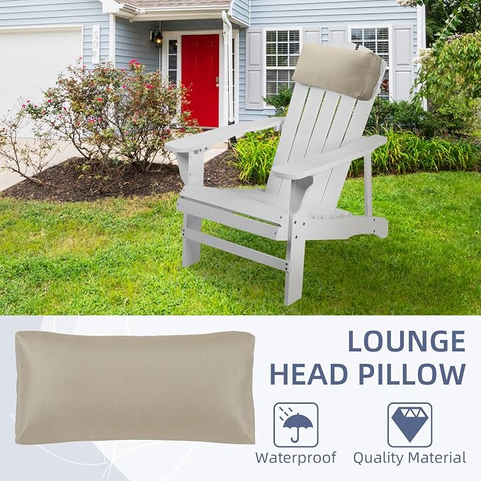Chaise Lounge Head Pillow, 2 Pack Outdoor Patio Pillows with Adjustable Strap, Lounge Head Resting Pillow for Recliner Beach Pool Lounger Office Chair，Water Resistant Khaki