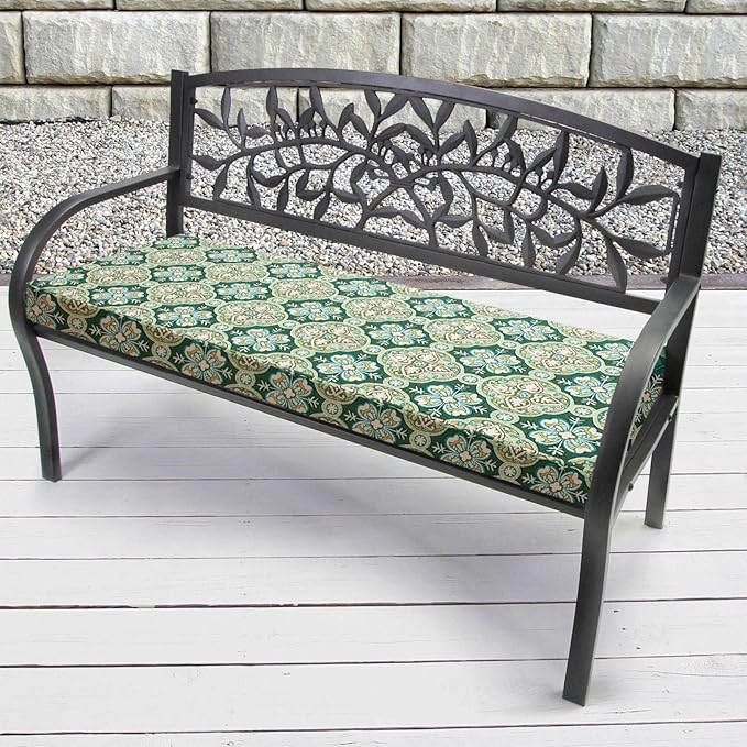 FUNHOME Outdoor Bench Cushion Covers,48" x 18" x 3", No Insert! Patio Cushion Covers Replacement for Outdoor Furniture,Water Resistant Patio Loveseat Cushion Covers 1 Pack, Green Medal (Covers ONLY)